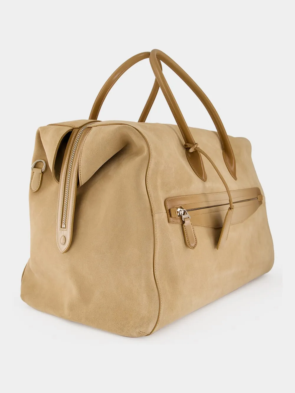 Beige Suede Weekend Travel Bag sold by Fashion Clinic product image thumbnail 3