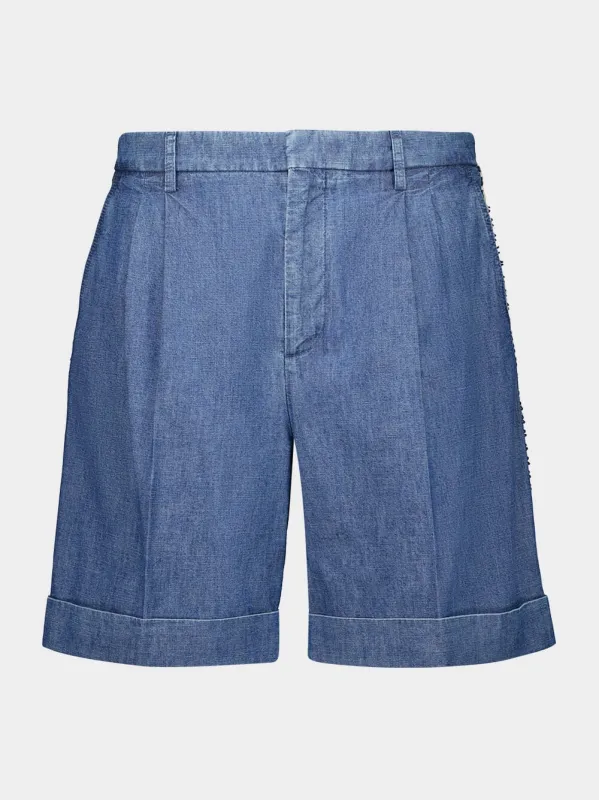 Blue Denim Casual Bermuda Shorts sold by Fashion Clinic