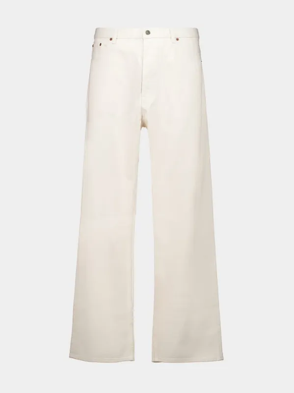 Ivory Loose-Fit Denim Trousers made by Valentino Garavani