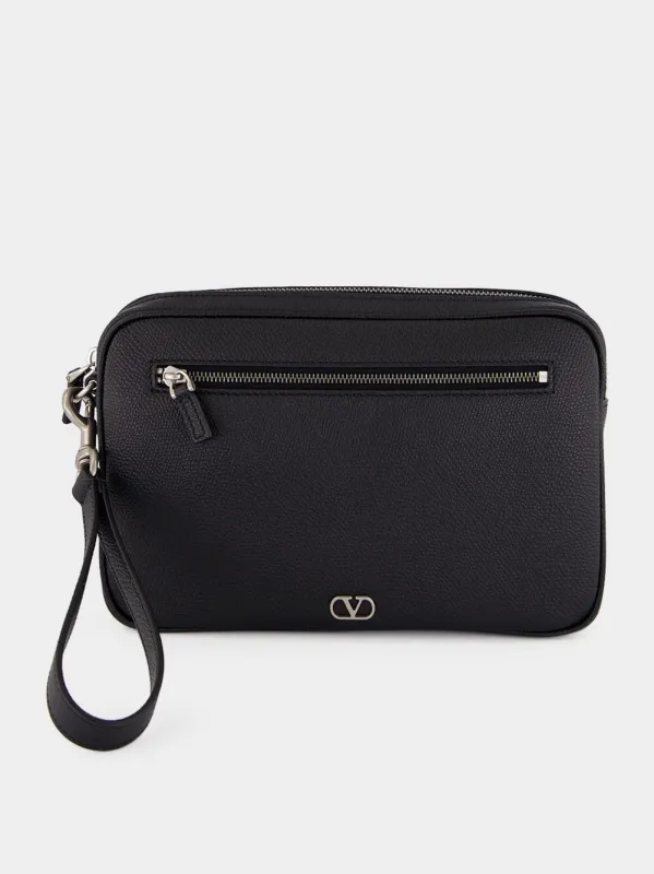 Black Calf Leather Wrist Pouch sold by Fashion Clinic