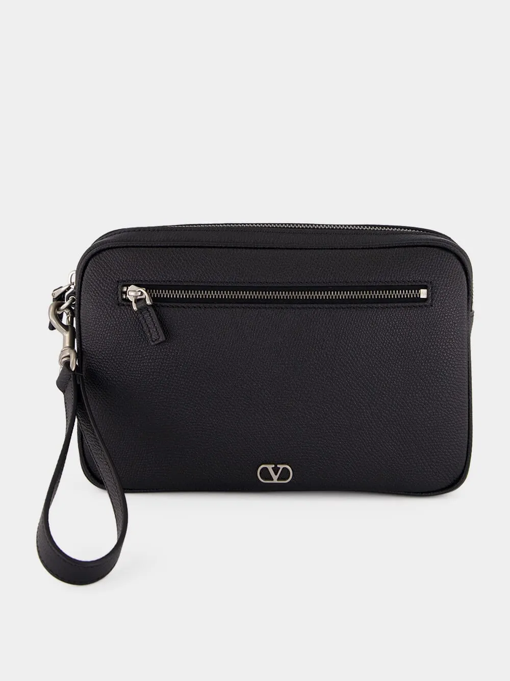 Black Calf Leather Wrist Pouch sold by Fashion Clinic