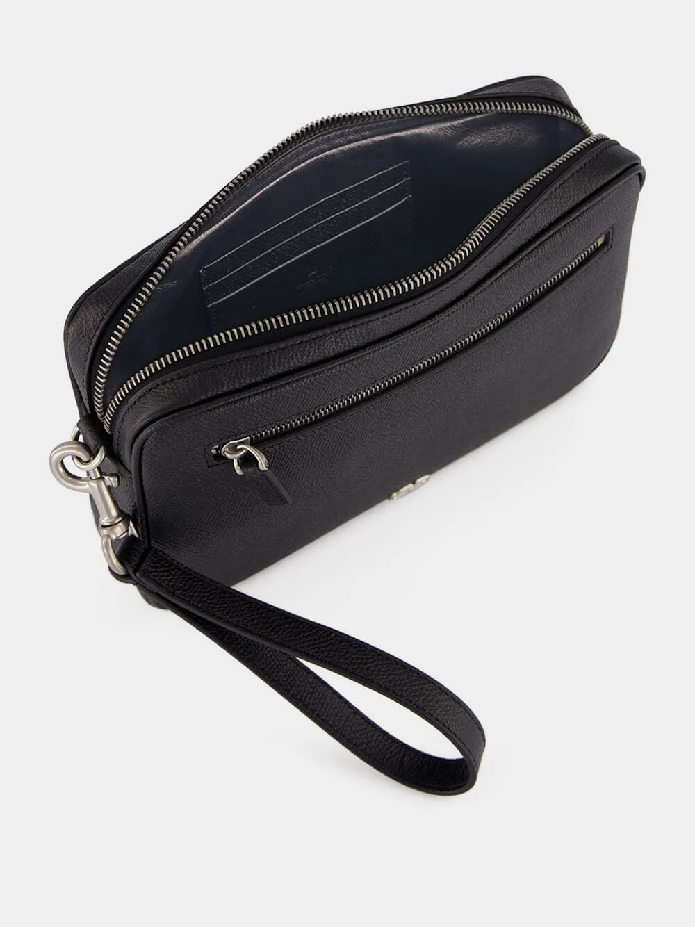 Black Calf Leather Wrist Pouch sold by Fashion Clinic product image thumbnail 5