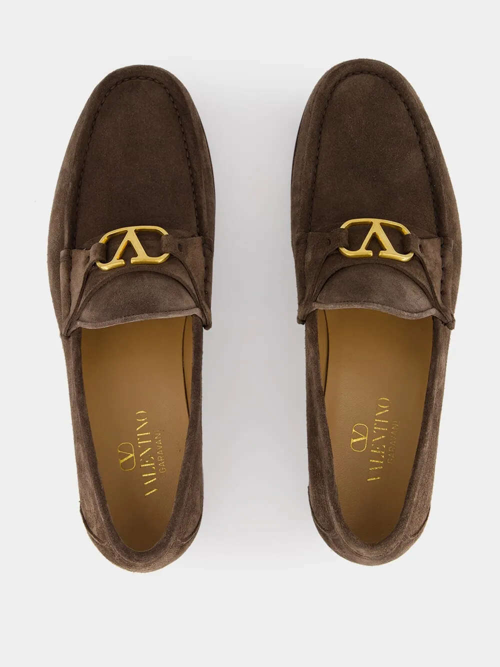 Brown VLogo Suede Loafers sold by Fashion Clinic product image thumbnail 4