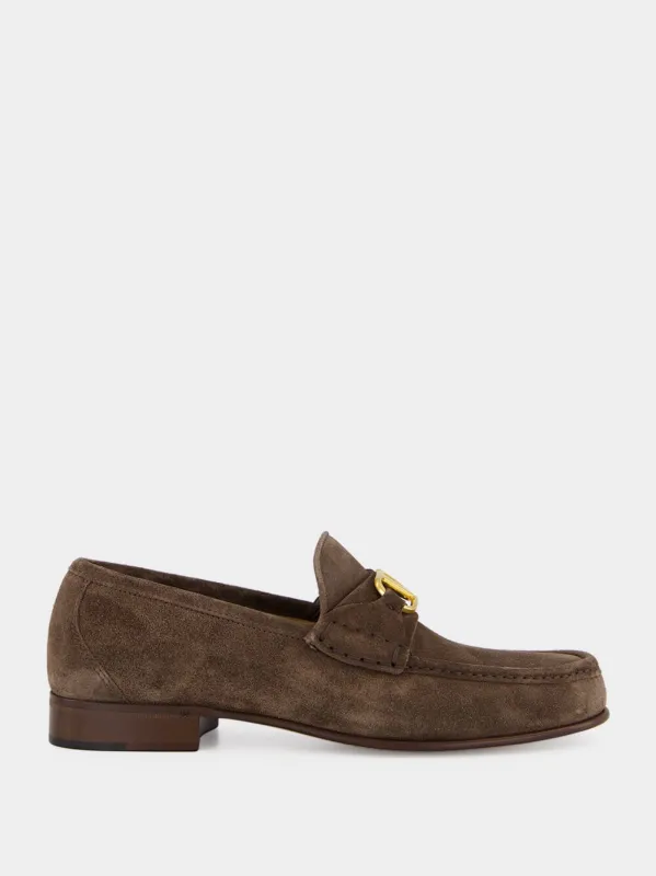 Brown VLogo Suede Loafers sold by Fashion Clinic