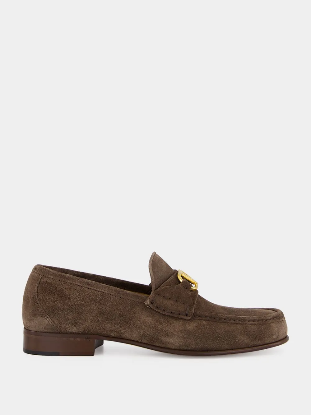 Brown VLogo Suede Loafers sold by Fashion Clinic