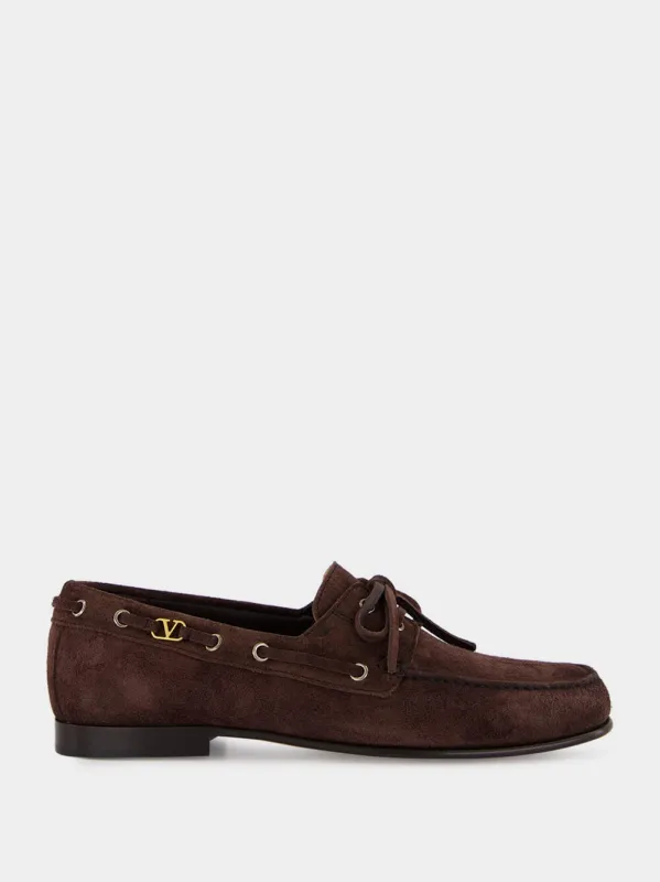 Brown Suede Palm Avenue Loafers made by Valentino Garavani
