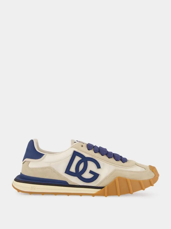 Ivory and Blue DG Athletic Sneakers sold by Fashion Clinic
