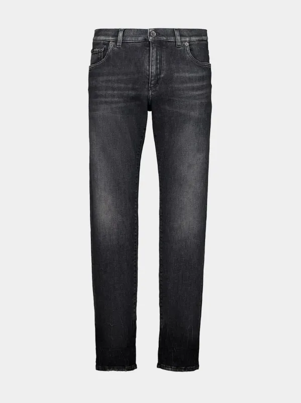 Black Straight-Fit Denim Jeans sold by Fashion Clinic
