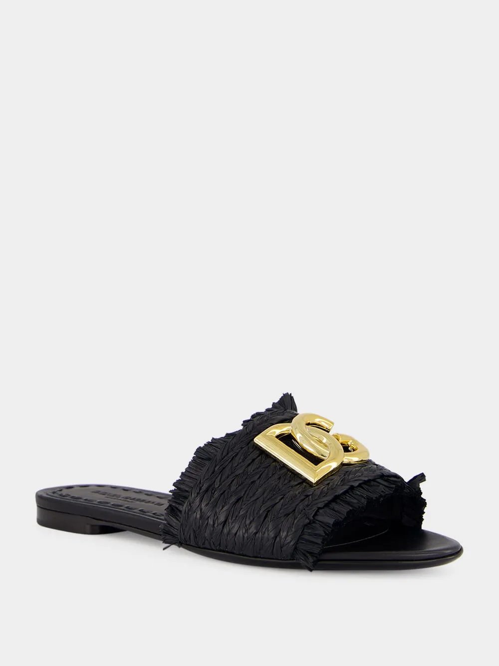 Black Raffia Fringed Flat Slides sold by Fashion Clinic product image thumbnail 2