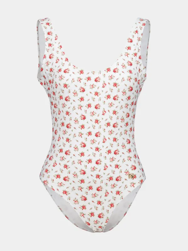Rose Print One-Piece Swimsuit made by Dolce & Gabanna