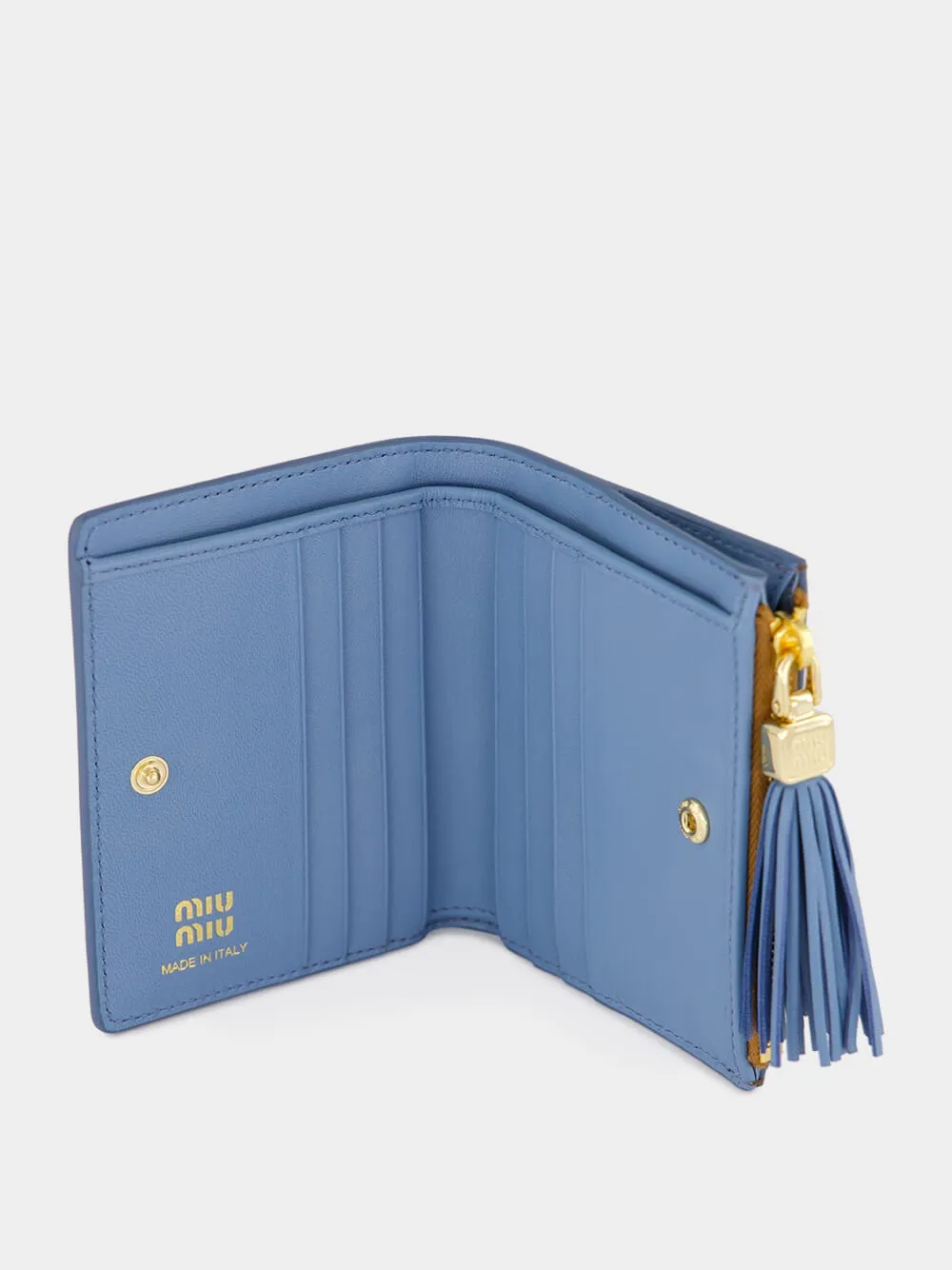 Cognac and Blue Leather Wallet sold by Fashion Clinic product image thumbnail 3