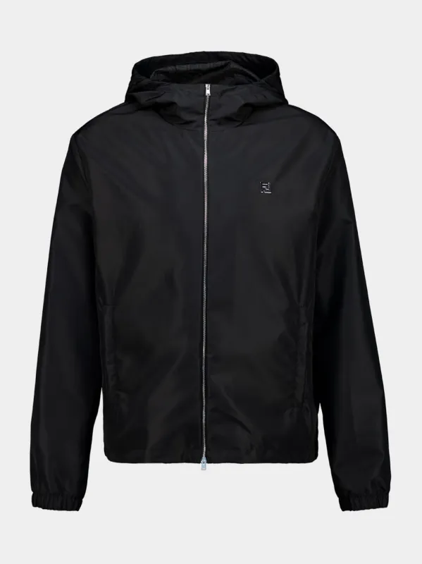 Black Technical Fabric Hooded Blouson Jacket made by Fashion Clinic