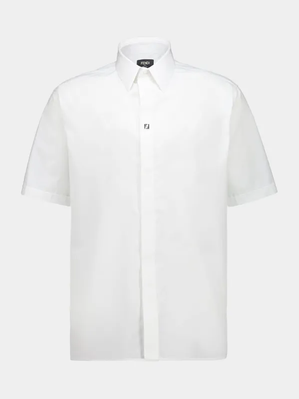 White Cotton Boxy Fit Short Sleeve Shirt sold by Fashion Clinic