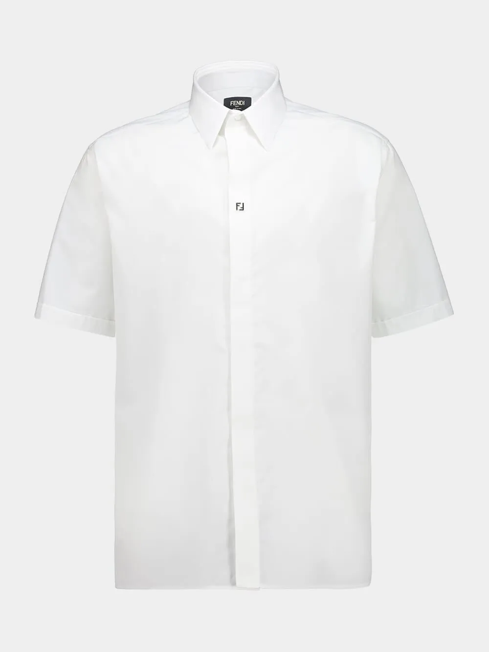 White Cotton Boxy Fit Short Sleeve Shirt sold by Fashion Clinic