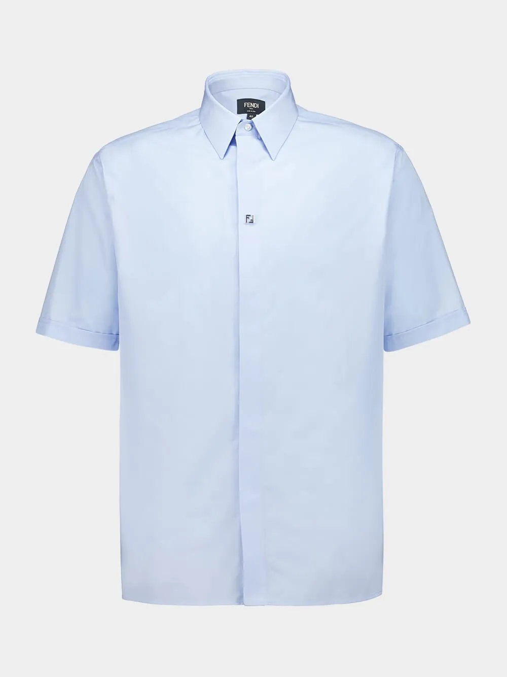 Light Blue Cotton Boxy Fit Short Sleeve Shirt sold by Fashion Clinic