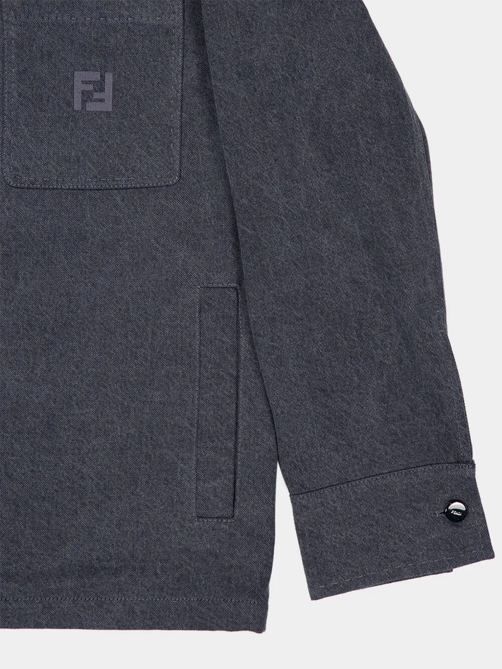 Grey Denim Go-To Jacket with Patch Pockets sold by Fashion Clinic product image thumbnail 4