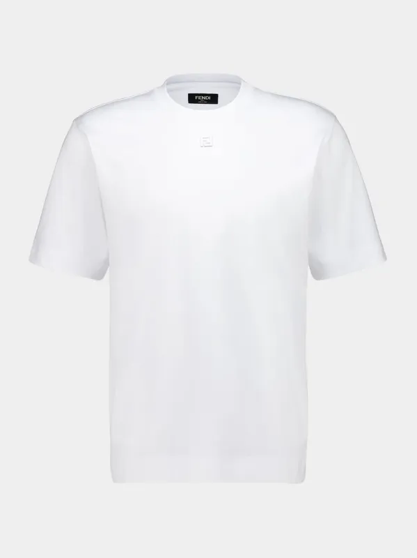 White Cotton T-Shirt with Metal FF Detail sold by Fashion Clinic