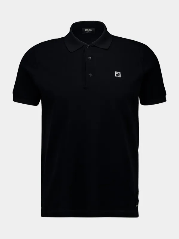 Black Cotton Piqué Slim Fit Polo Shirt sold by Fashion Clinic
