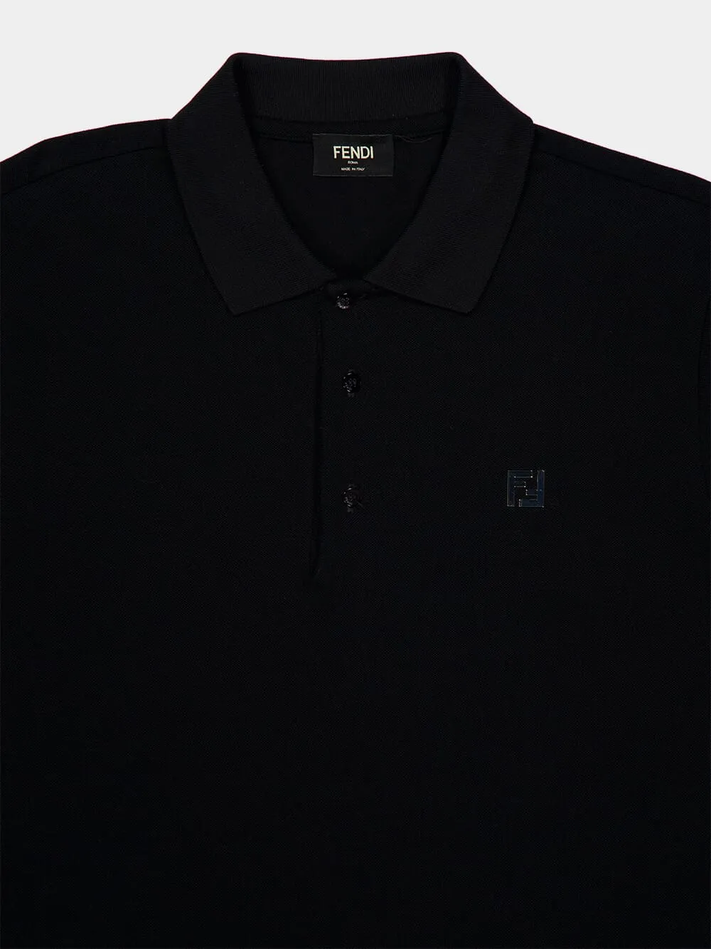 Black Cotton Piqué Slim Fit Polo Shirt sold by Fashion Clinic product image thumbnail 3