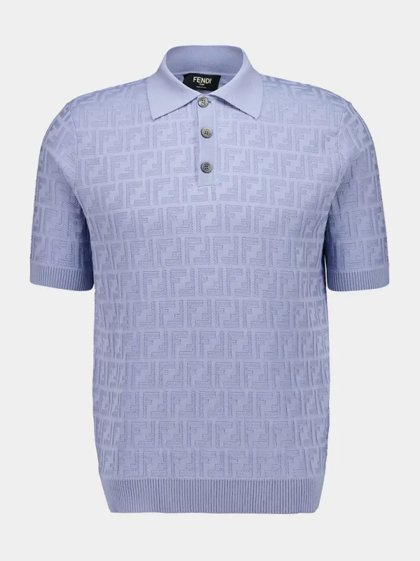 Light Blue FF Knit Cotton Polo Shirt sold by Fashion Clinic