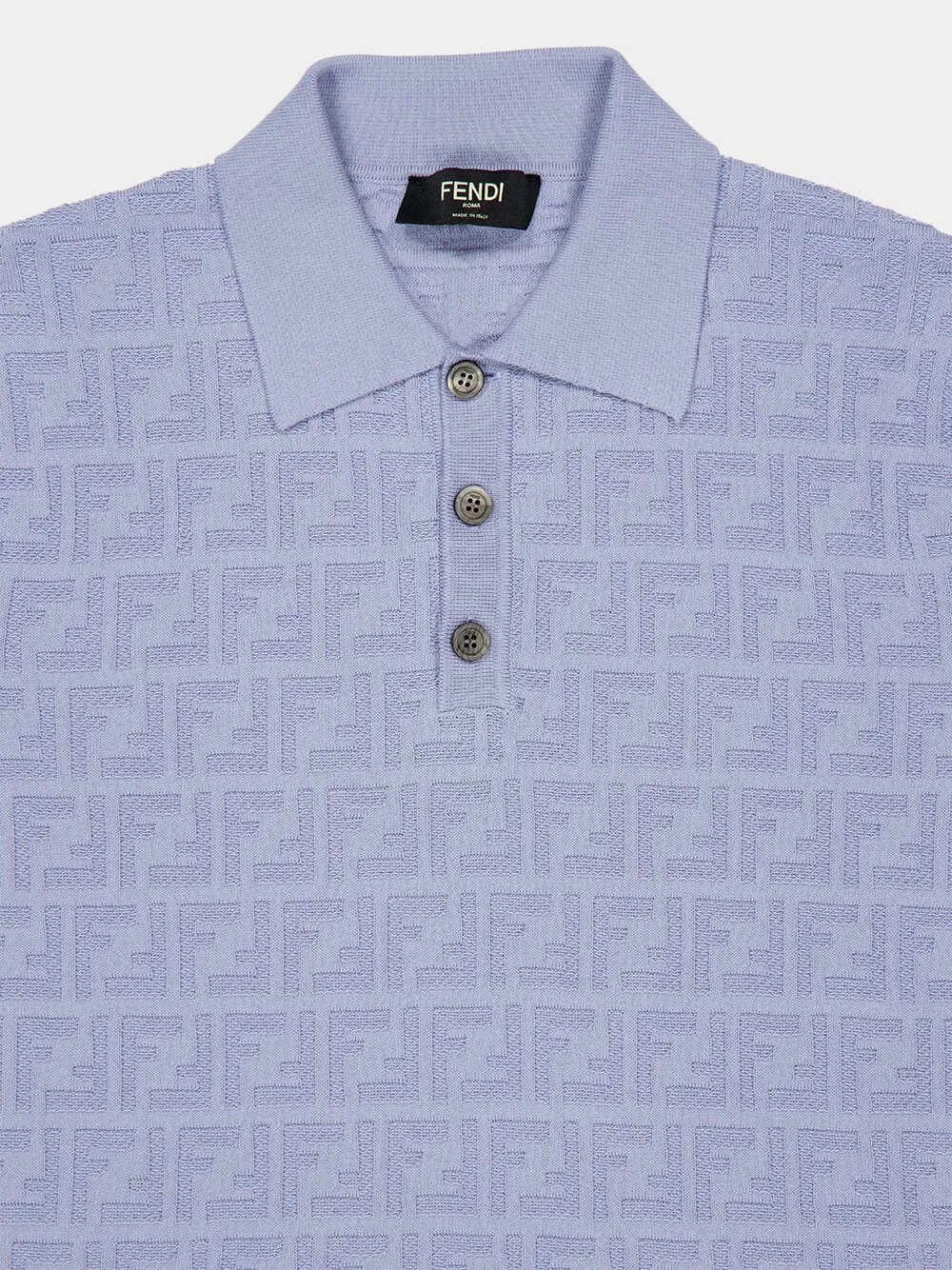 Light Blue FF Knit Cotton Polo Shirt sold by Fashion Clinic product image thumbnail 3