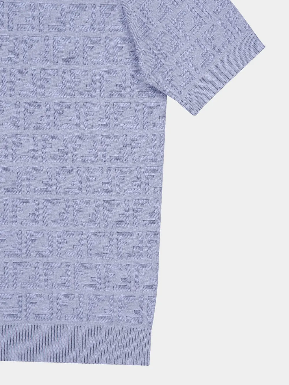 Light Blue FF Knit Cotton Polo Shirt sold by Fashion Clinic product image thumbnail 4