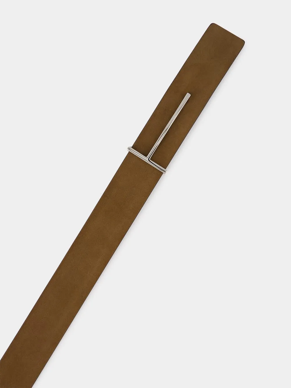 Olive Brown Suede Calf Leather Belt sold by Fashion Clinic product image thumbnail 2