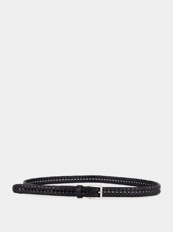 Black Woven Calf Leather Belt made by Tom Ford