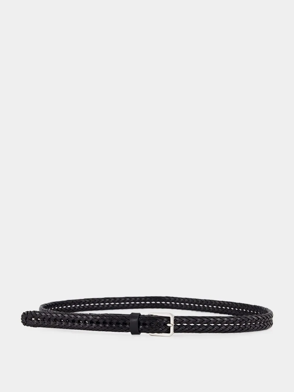 Black Woven Calf Leather Belt sold by Fashion Clinic