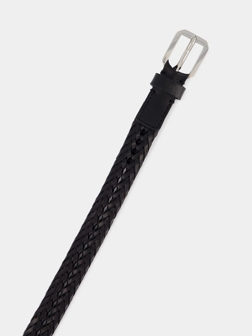 Black Woven Calf Leather Belt sold by Fashion Clinic product image thumbnail 2