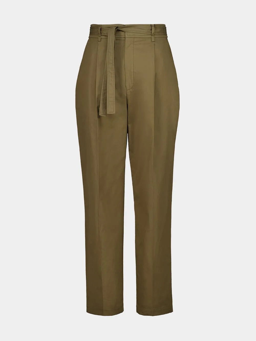 Taupe Straight-Fit Cotton Trousers sold by Fashion Clinic