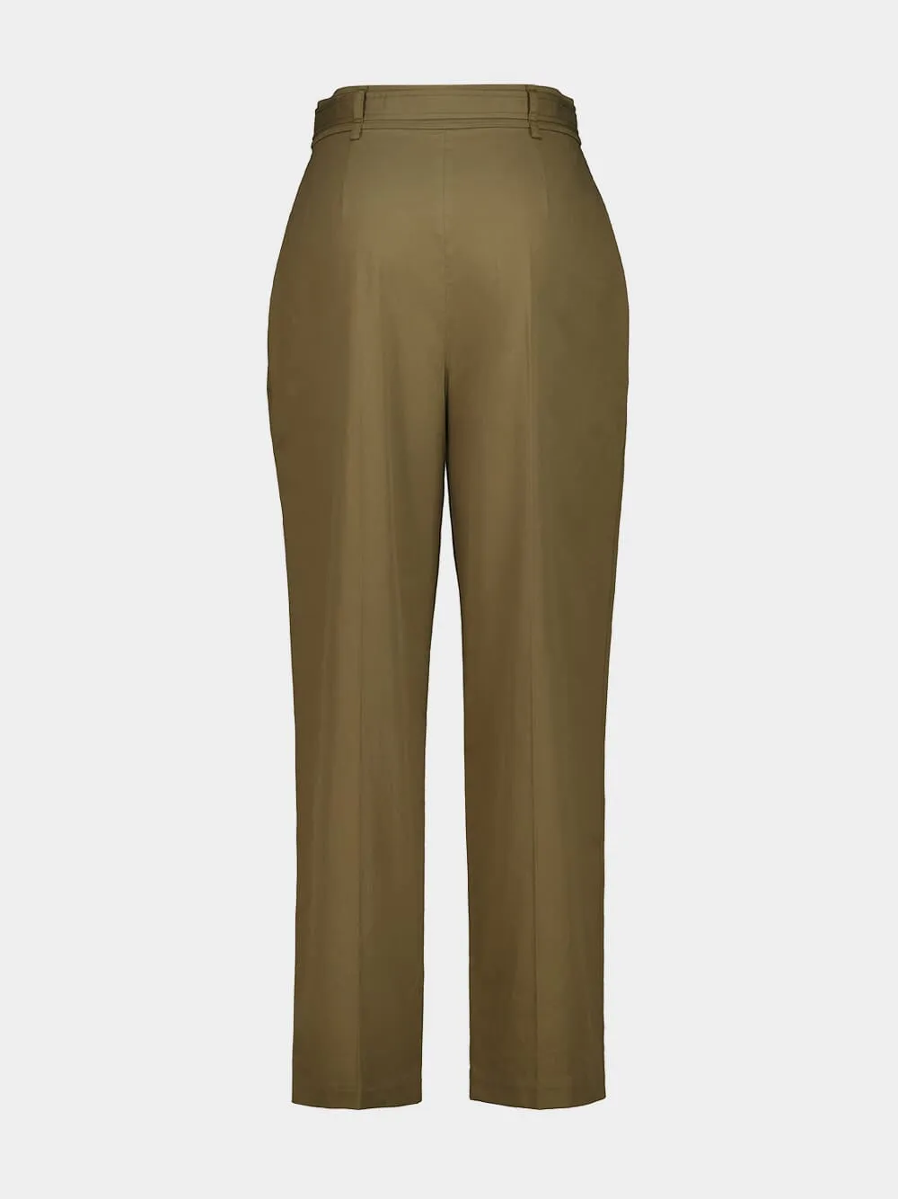 Taupe Straight-Fit Cotton Trousers sold by Fashion Clinic product image thumbnail 2