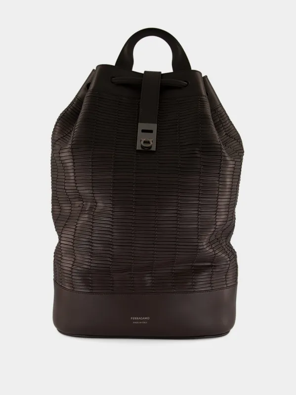 Black Sailor Leather Backpack made by Salvatore Ferragamo