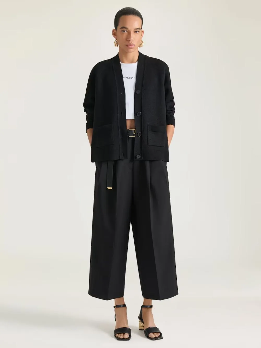 Black Cropped Double Pleat Wool and Mohair Pants sold by Fashion Clinic