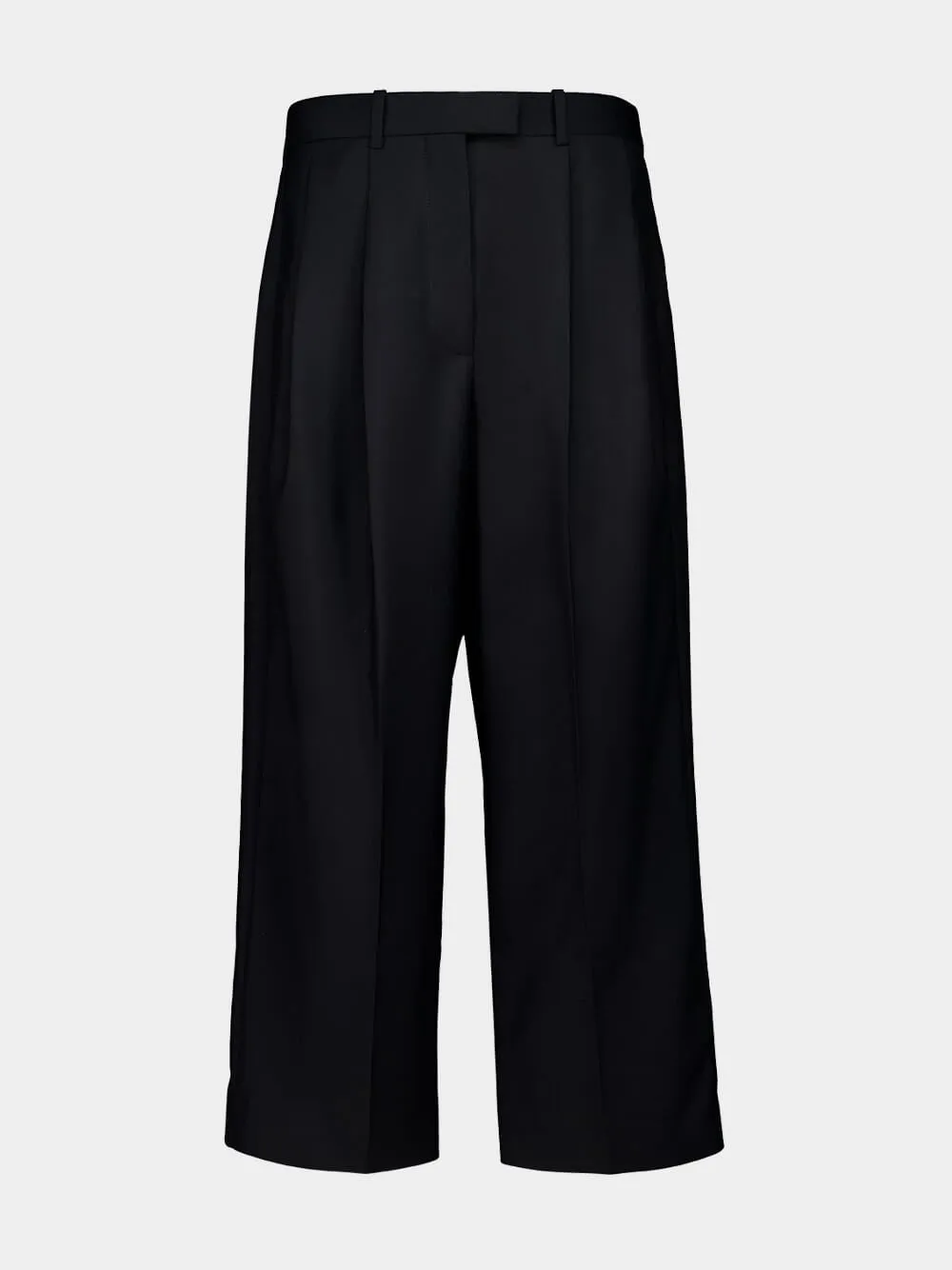 Black Cropped Double Pleat Wool and Mohair Pants sold by Fashion Clinic product image thumbnail 2