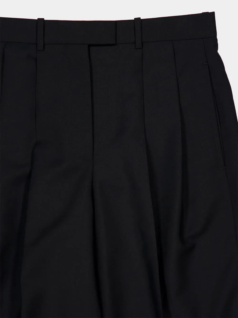 Black Cropped Double Pleat Wool and Mohair Pants sold by Fashion Clinic product image thumbnail 5