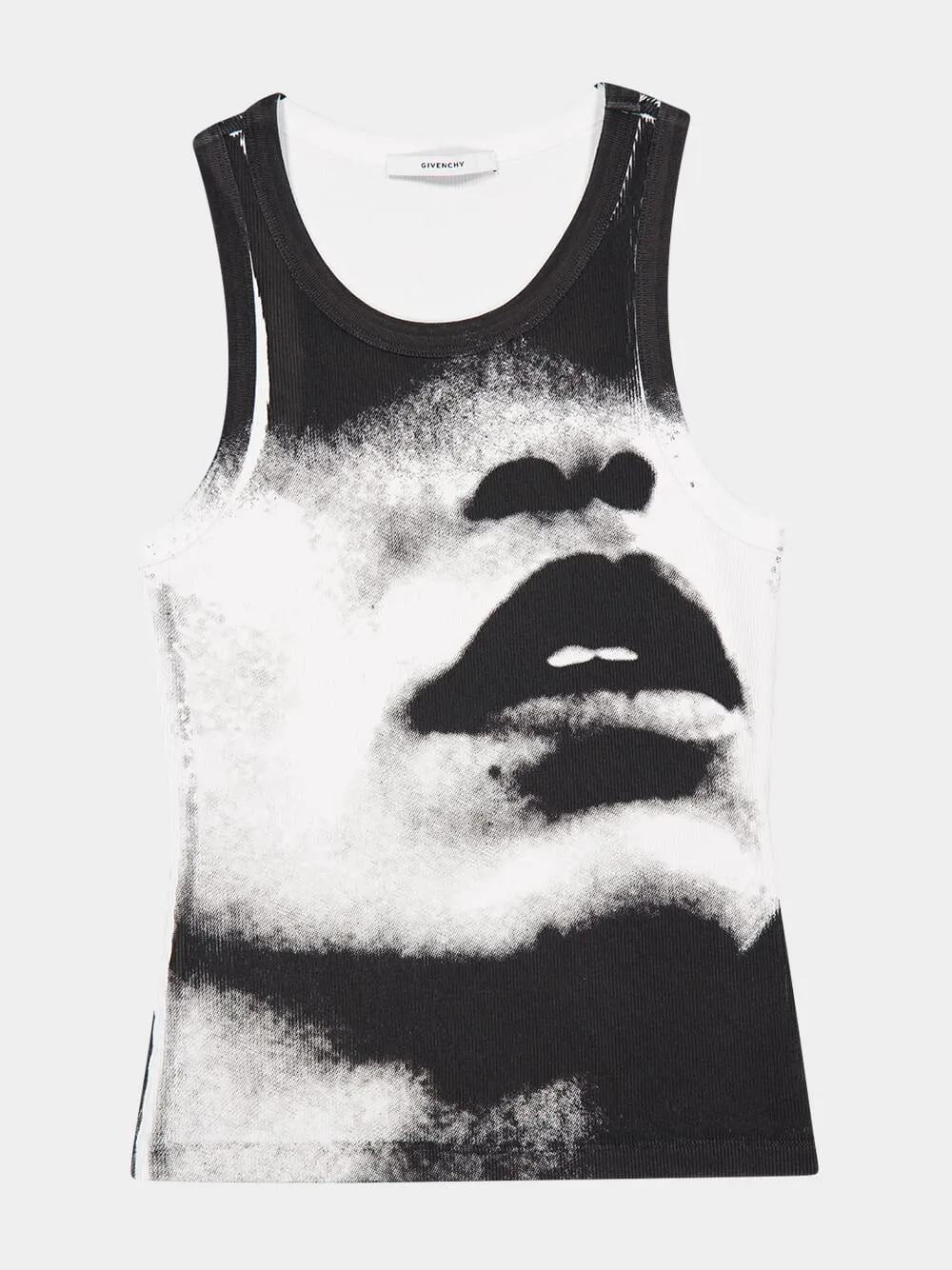 Indigo Ribbed Cotton Tank Top with Artistic Contrast Print sold by Fashion Clinic product image thumbnail 3