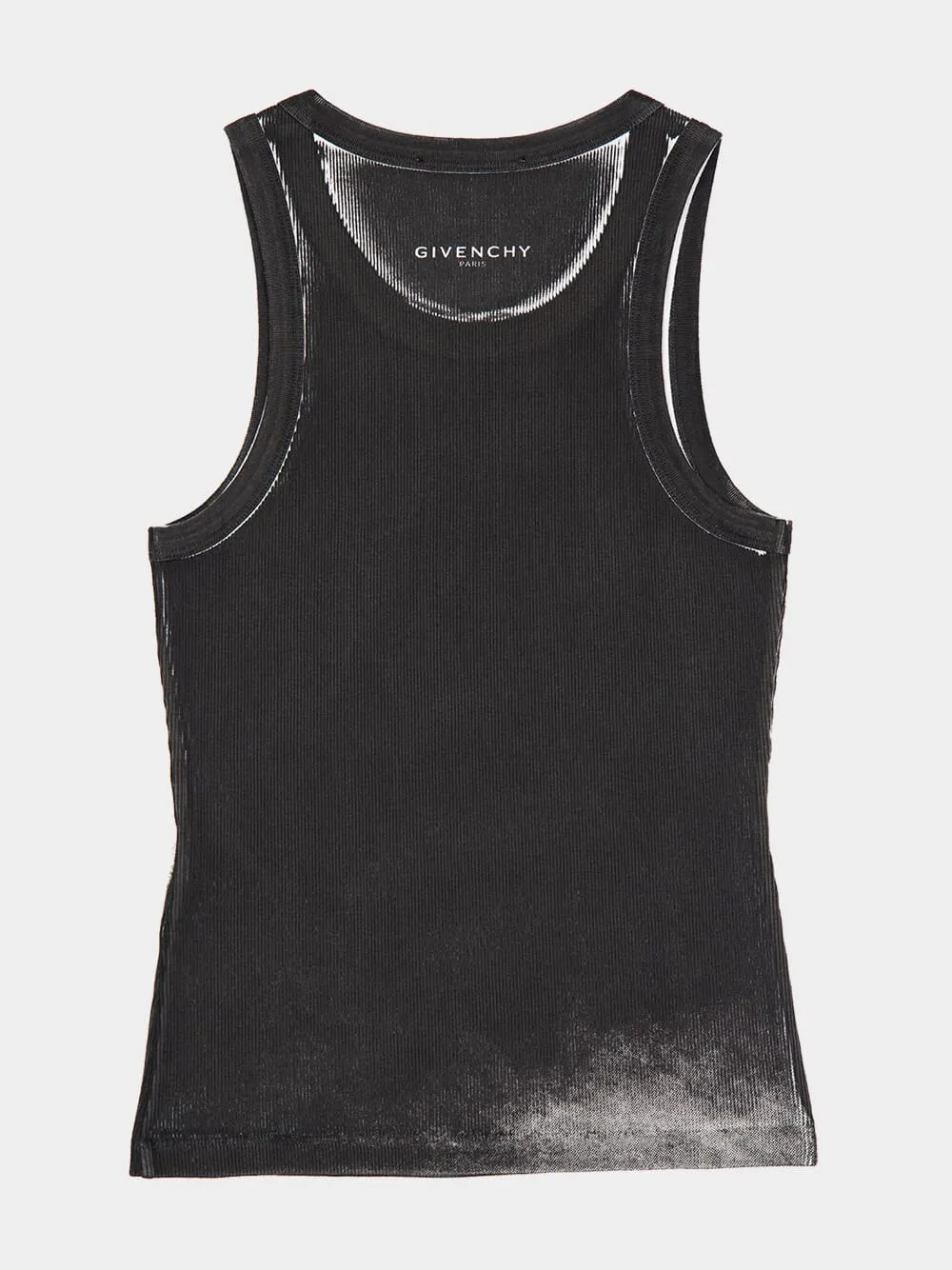 Indigo Ribbed Cotton Tank Top with Artistic Contrast Print sold by Fashion Clinic product image thumbnail 4