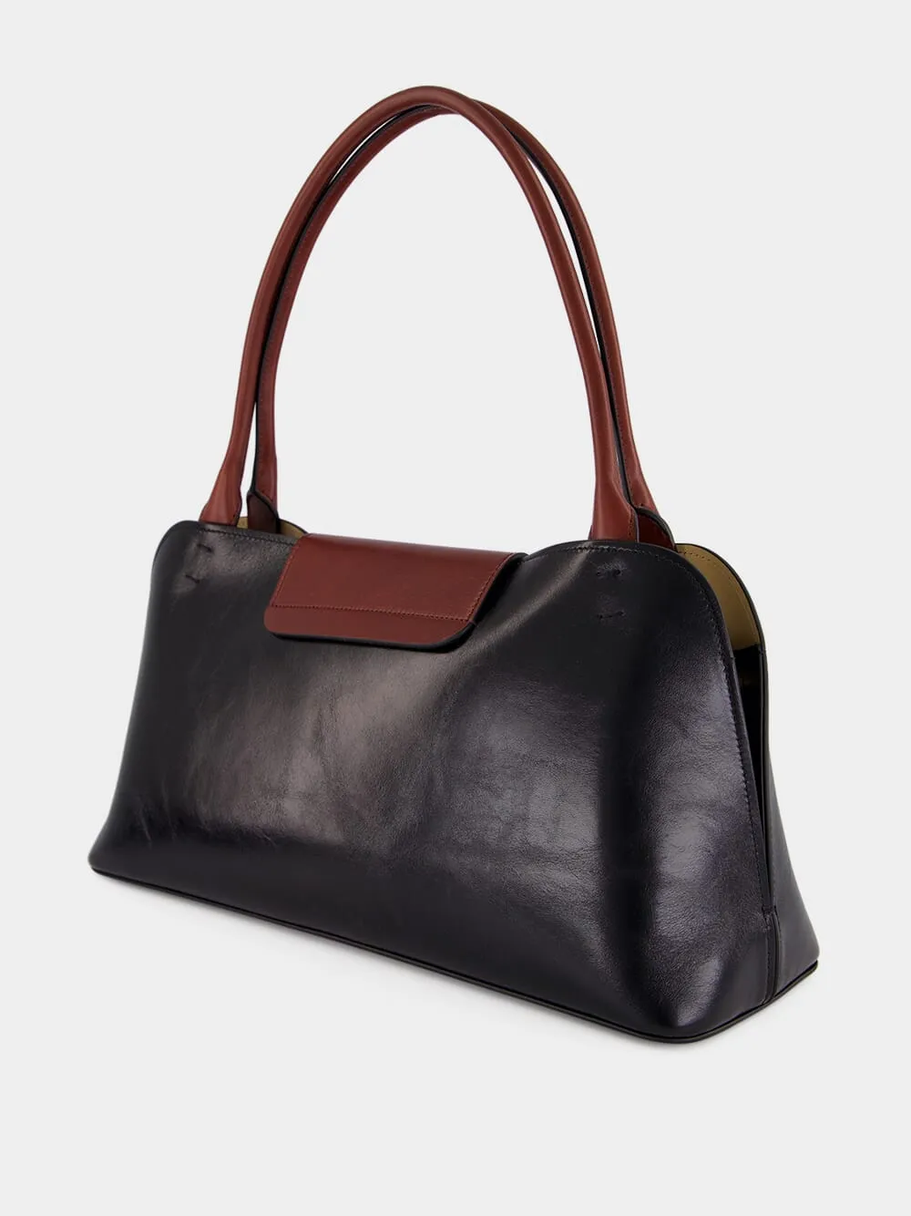 Brown and Black Leather East/West Shoulder Bag sold by Fashion Clinic product image thumbnail 4