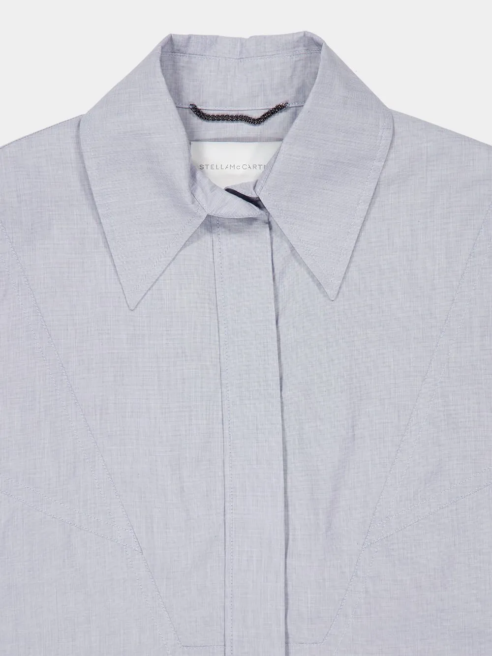 Blue Grey Chambray Cotton Shirt Jacket sold by Fashion Clinic product image thumbnail 3