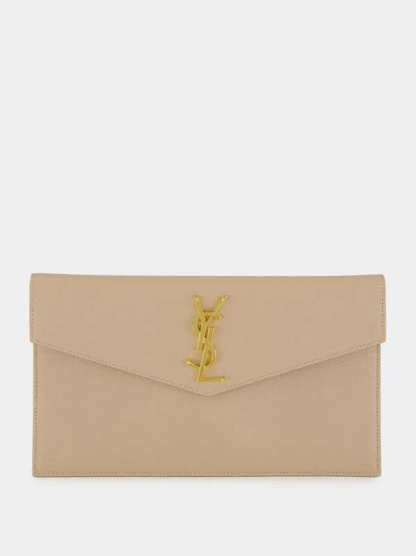 Dark Beige Uptown Pouch in Grain de Poudre Leather sold by Fashion Clinic