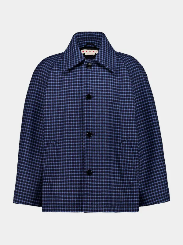 Blue Checked Virgin Wool Buttoned Jacket sold by Fashion Clinic