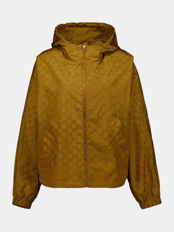 Brown GG Nylon Hooded Jacket sold by Fashion Clinic