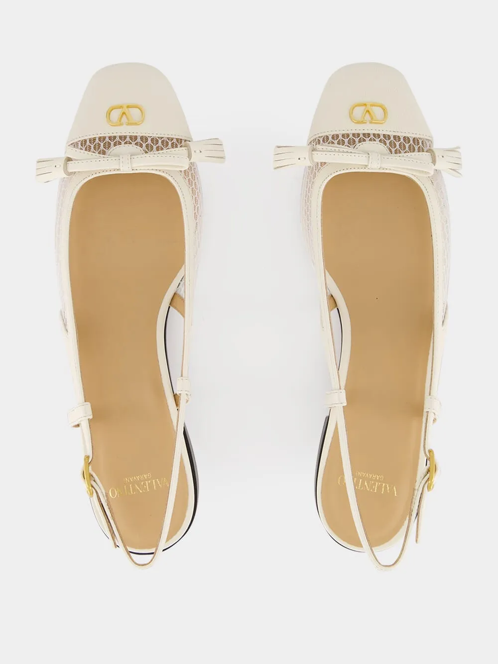 Ivory Kid Leather Slingback Flats sold by Fashion Clinic product image thumbnail 4