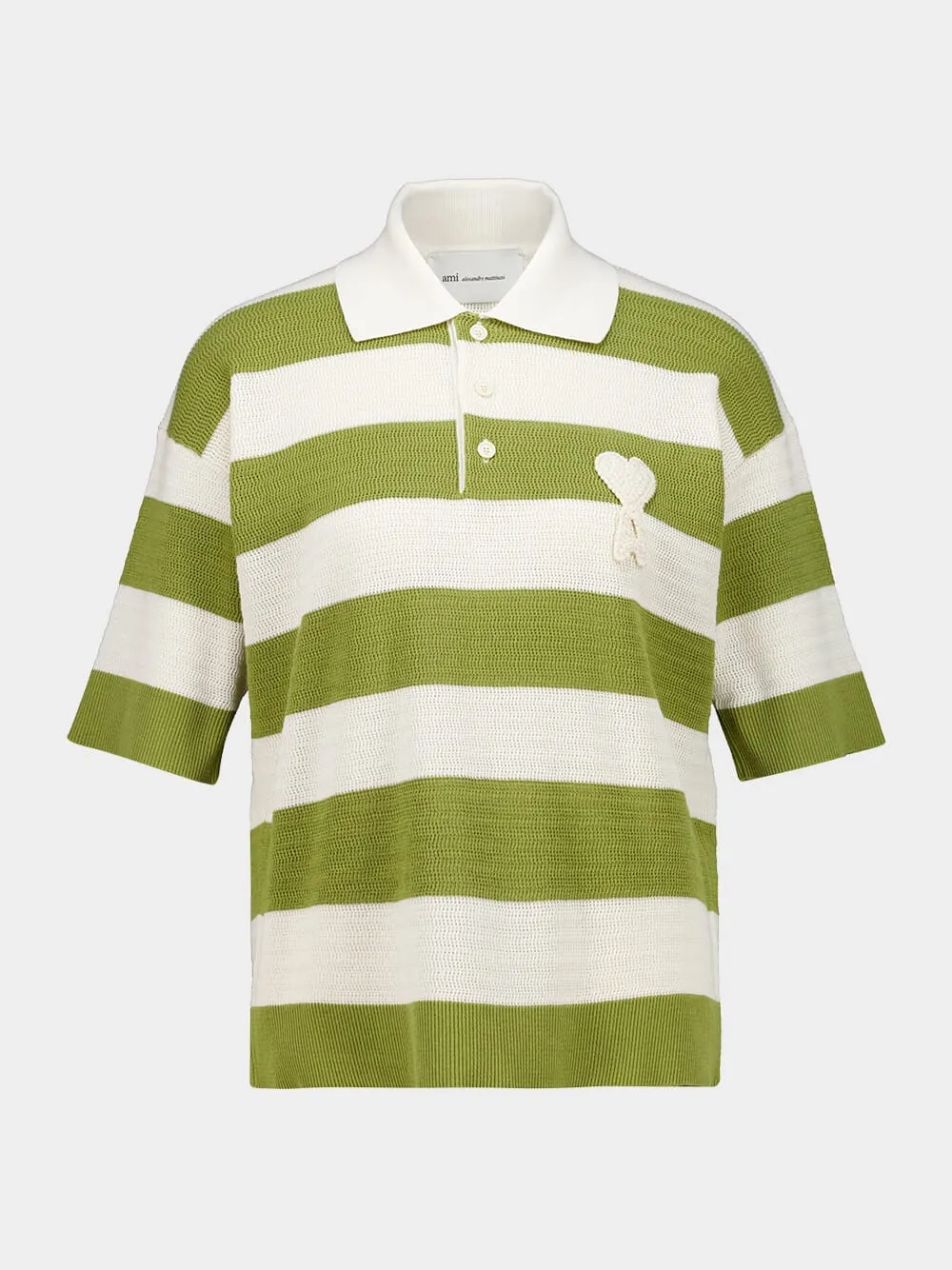 White Cream and Matcha Cotton Polo sold by Fashion Clinic