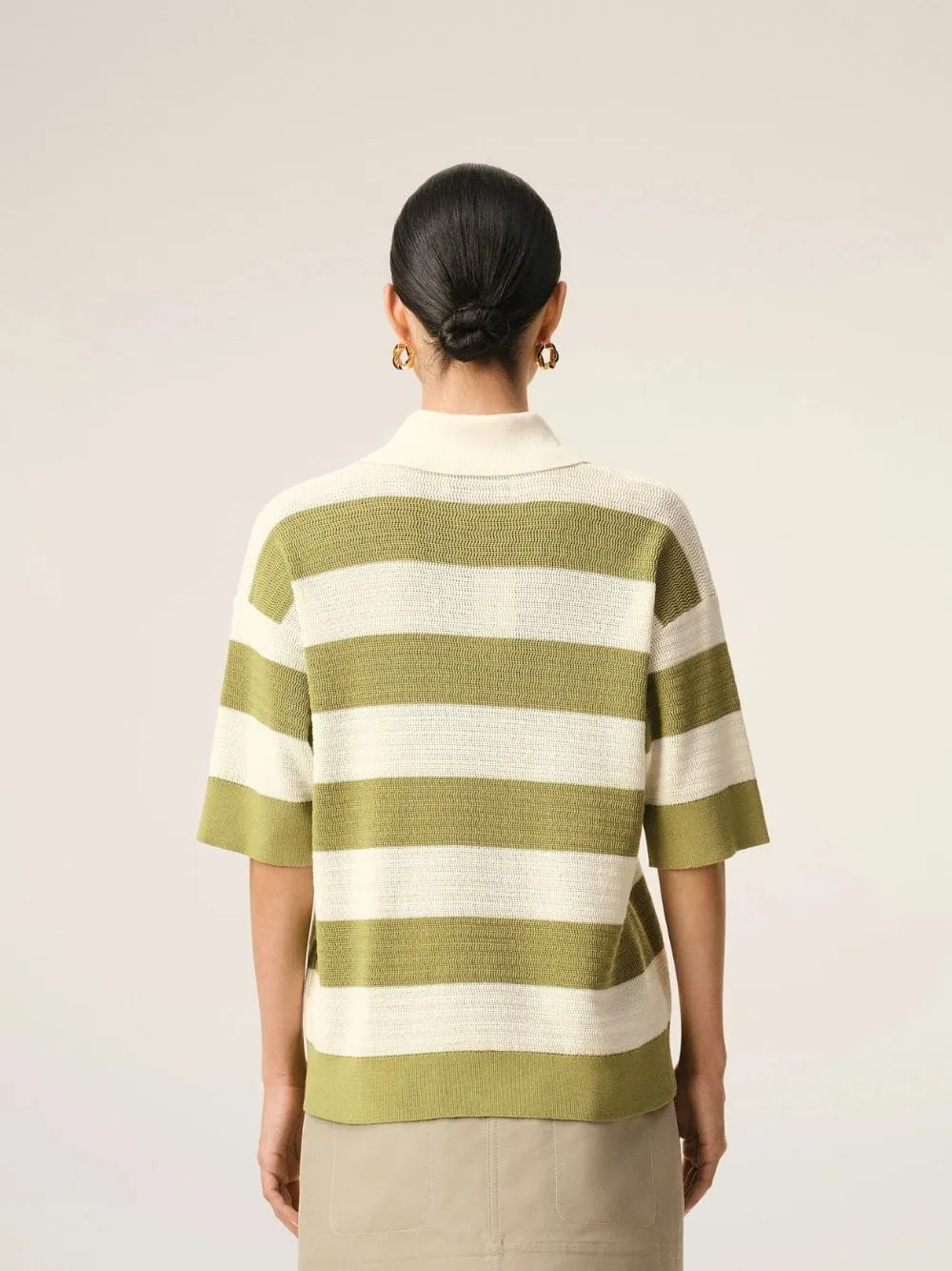 White Cream and Matcha Cotton Polo sold by Fashion Clinic product image thumbnail 4