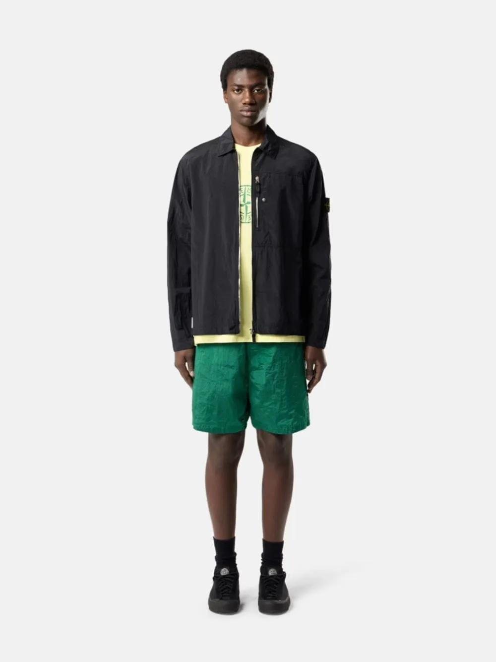 Black Nylon Metal ECONYL Overshirt sold by Fashion Clinic