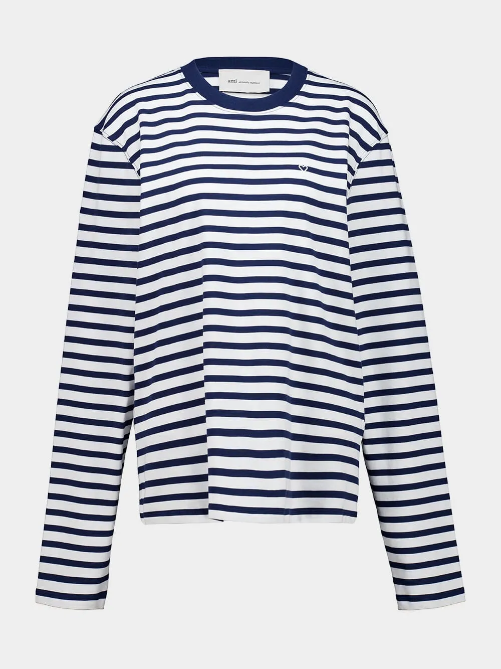 Ink Blue and White Cotton Marinière T-Shirt sold by Fashion Clinic product image thumbnail 2