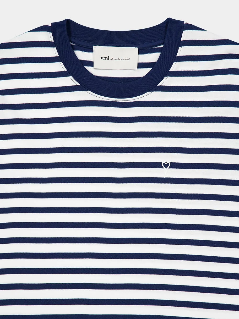 Ink Blue and White Cotton Marinière T-Shirt sold by Fashion Clinic product image thumbnail 5