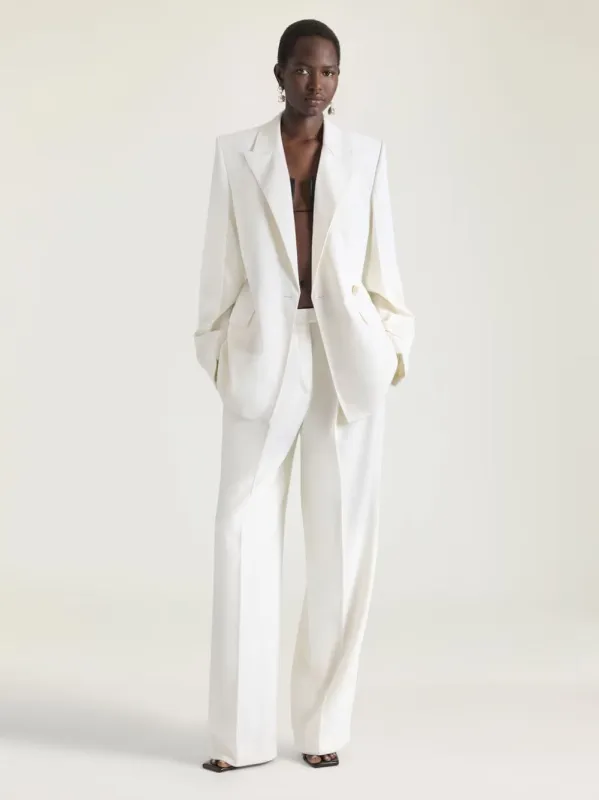 White Double-Breasted Cocoon Jacket sold by Fashion Clinic